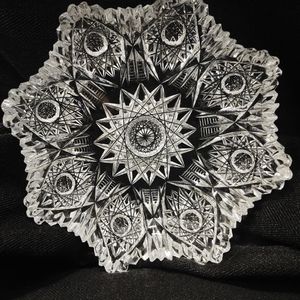 Antique American Brilliant Cut Crystal 8 Point Candy Dish